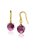 Zinzi 27mm gold plated zilveren oorhangers met paarse bead 10mm ZIO266PG - PansiteNederland.nl