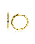Zinzi Gold 14 krt gouden oorringen bezet met witte zirkonia's met luxe klapsluiting 17mm x 1,7mm vierkante buis ZGO506