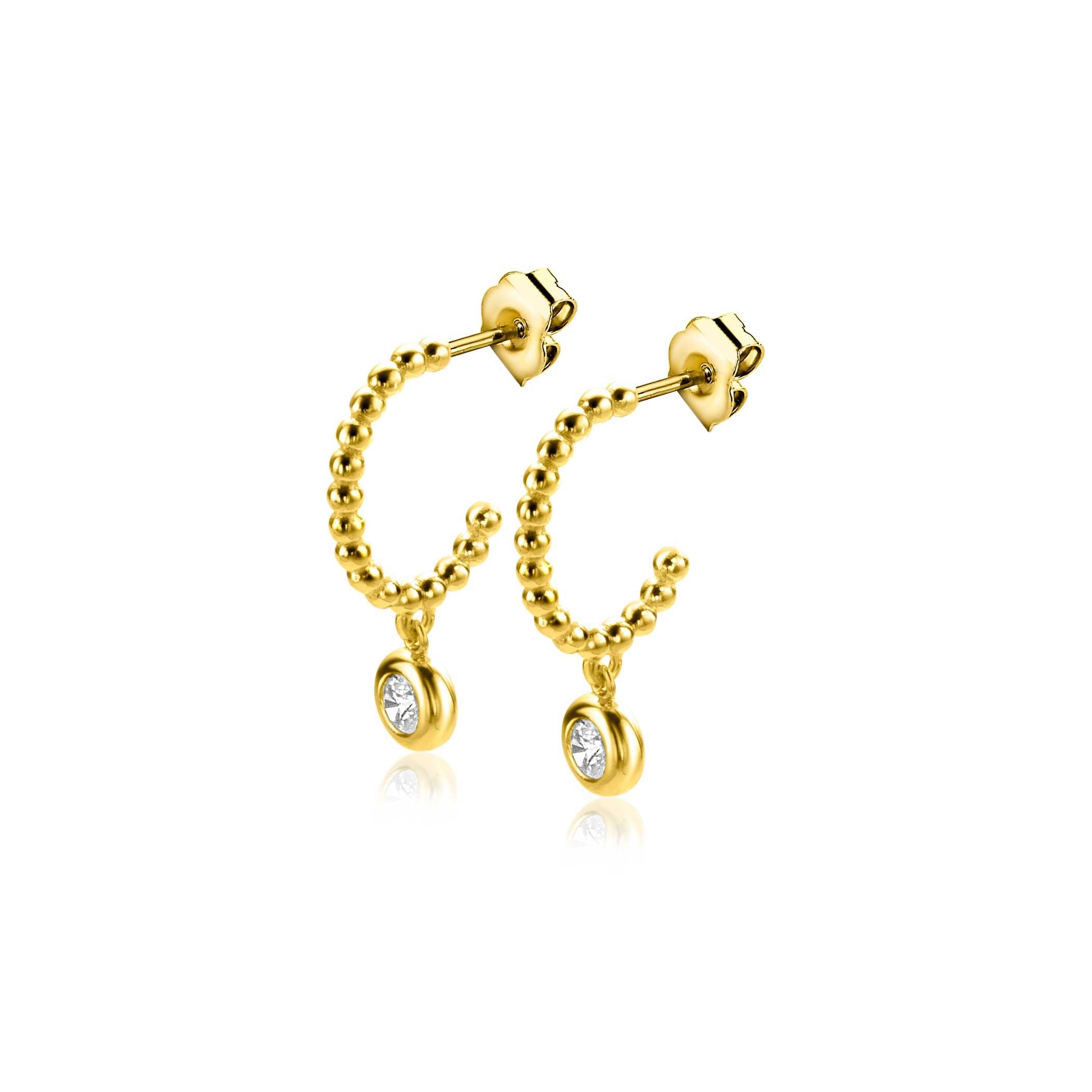 ZINZI 14K Gouden Oorknoppen met Witte Zirkonia ZGO320 oorbellen