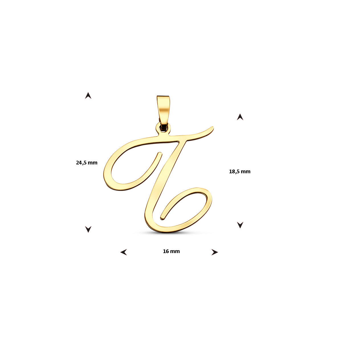Hanger sierletter T 18,5 mm 14K geelgoud #Letter_T
