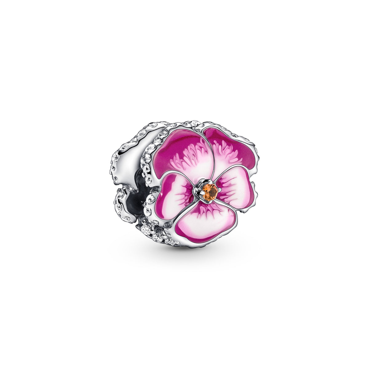Pandora Roze Viooltje Bedel zilver