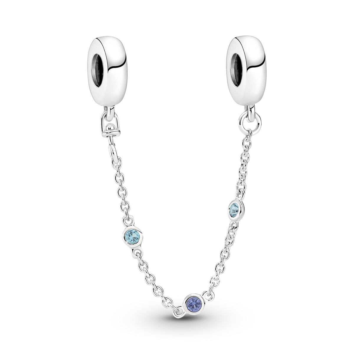 Pandora Triple Blue Stone Safety Chain zilver
