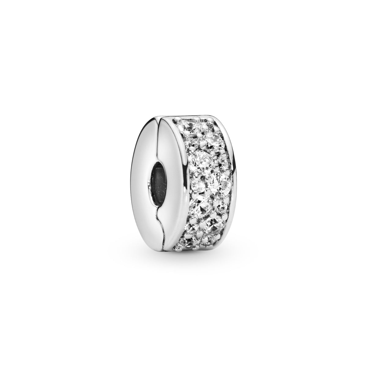 Pandora Clear Pavé Clip Bedel zilver