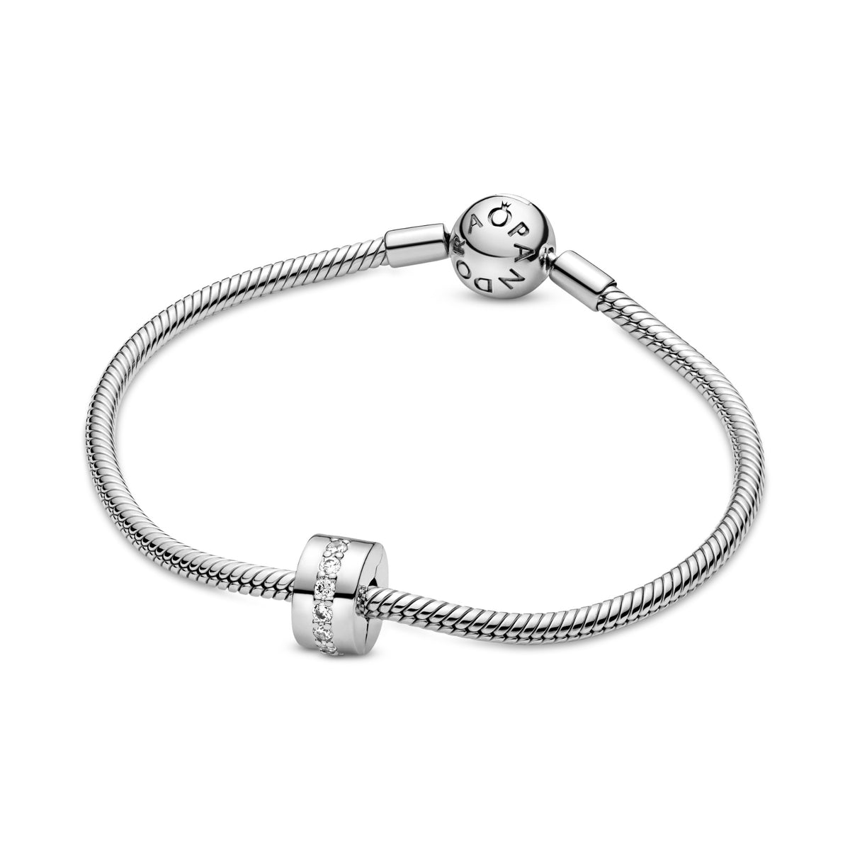 Pandora Clear Sparkling Row Clip Bedel zilver 791972CZ