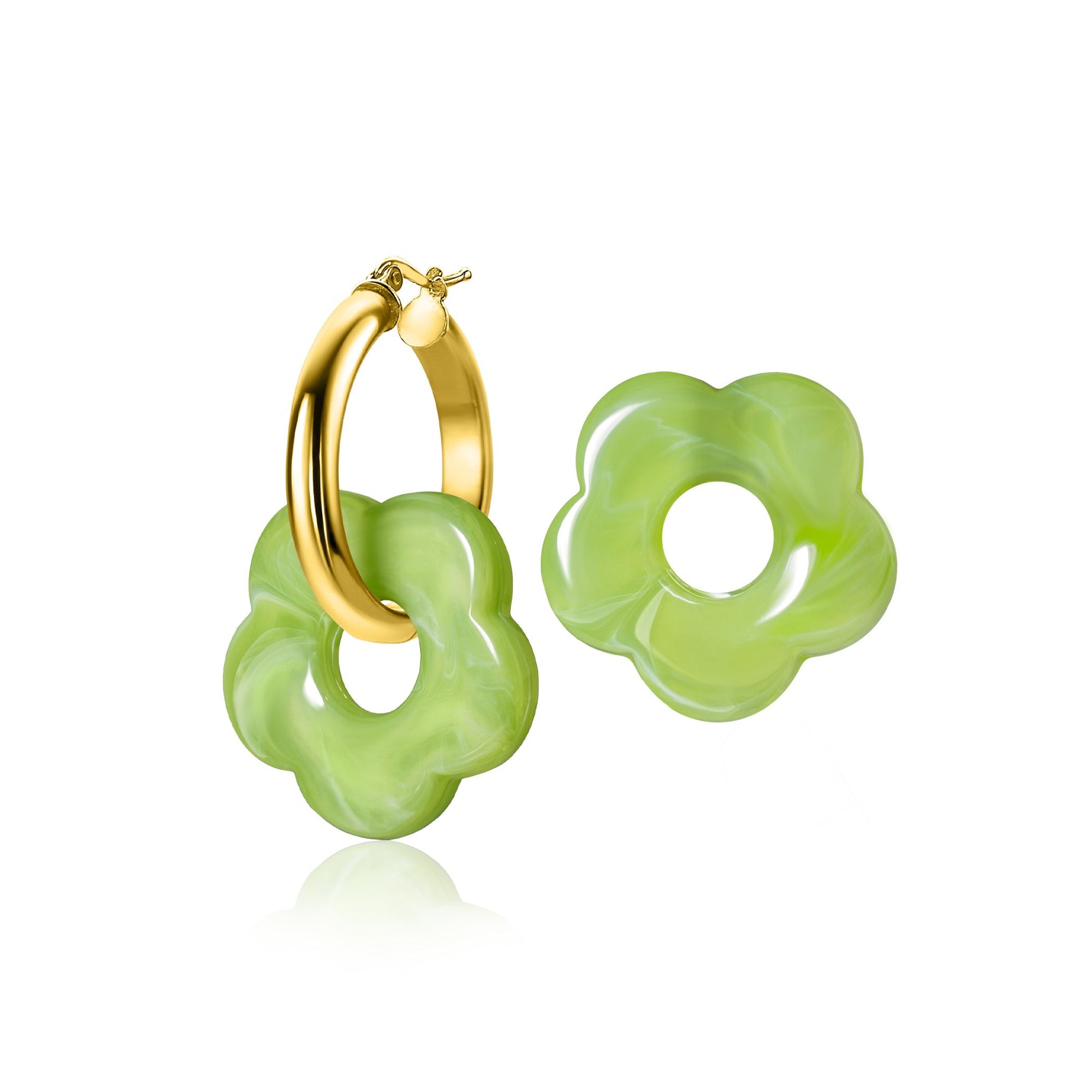 ZINZI oorbedels bloem lichtgroen kunststof 26mm ZICH2720G - PansiteNederland.nl