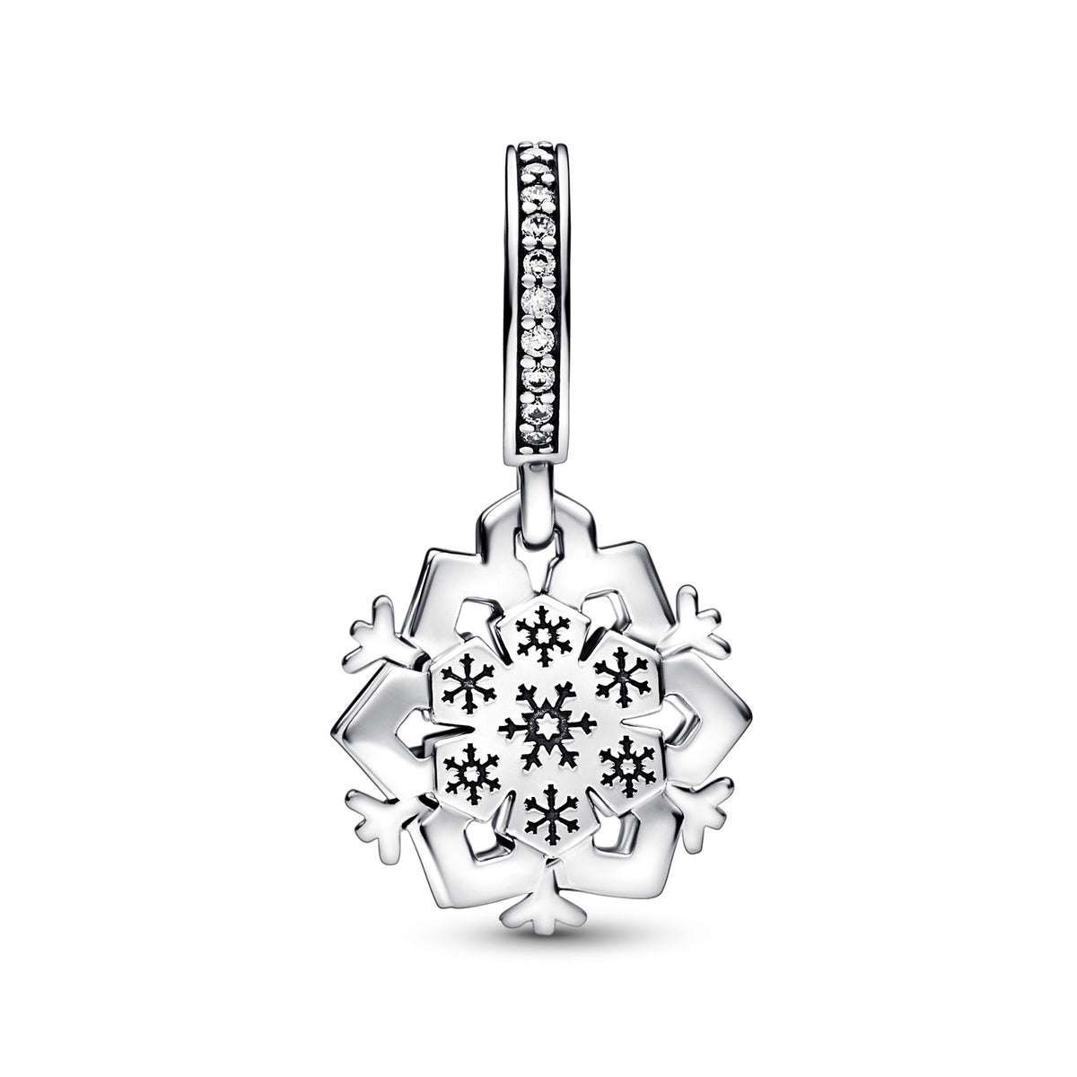 Pandora Dubbel Hangende Bedel Sprankelende Sneeuwvlok zilver 792355C01