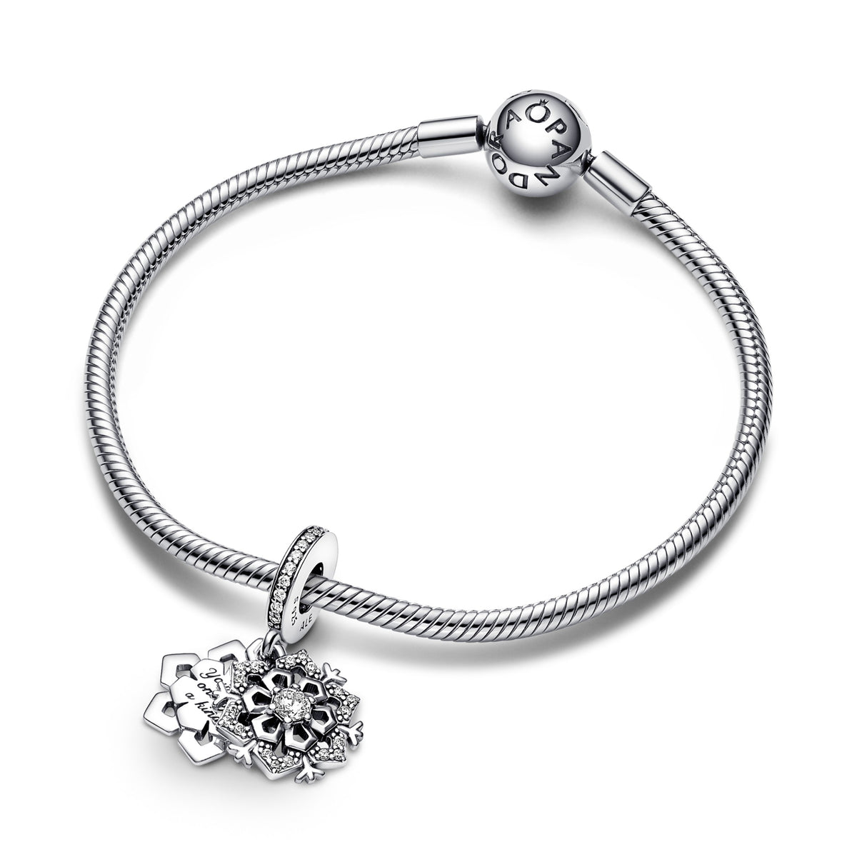 Pandora Dubbel Hangende Bedel Sprankelende Sneeuwvlok zilver 792355C01
