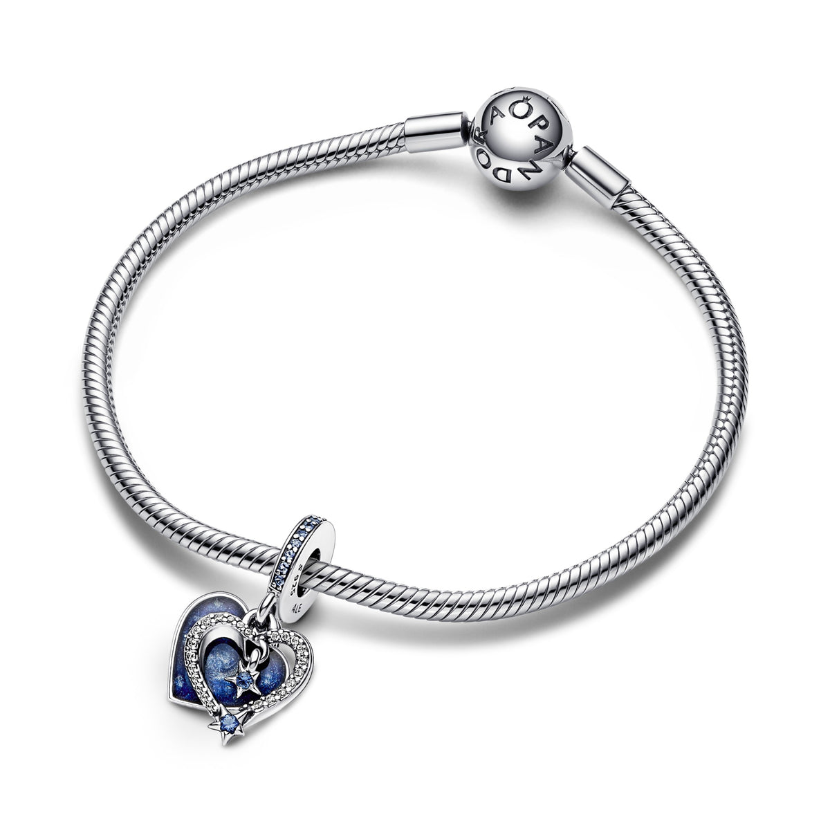 Pandora Dubbel Hangende Bedel Vallende Ster & Hart zilver 792356C01