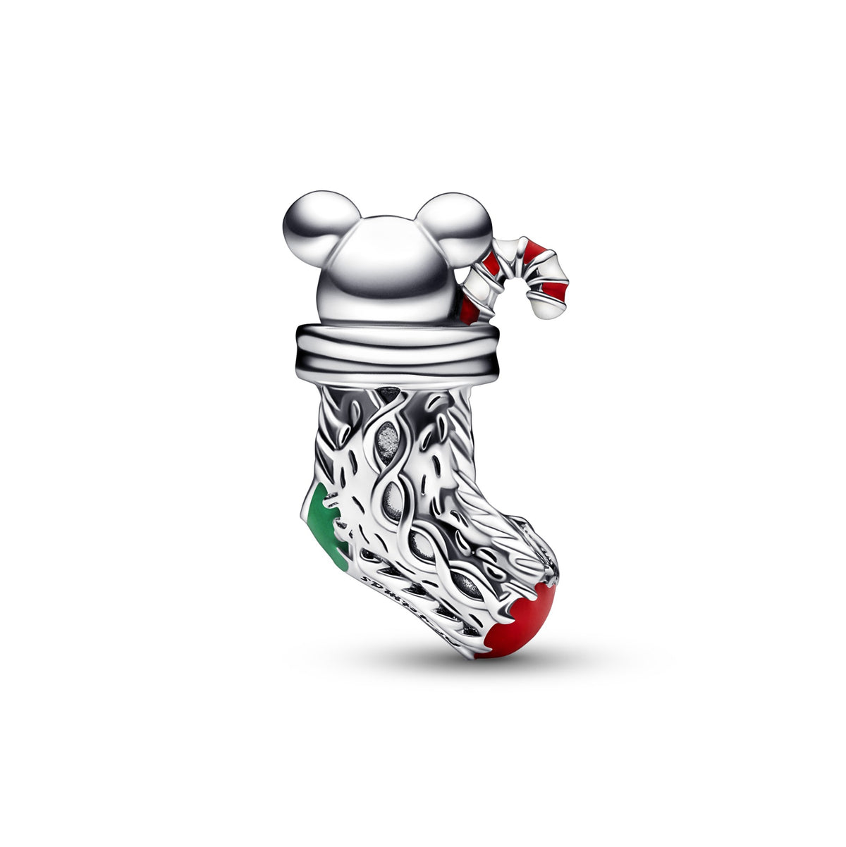 Pandora Kerstbedel Muis in Kerstsok zilver 792366C01