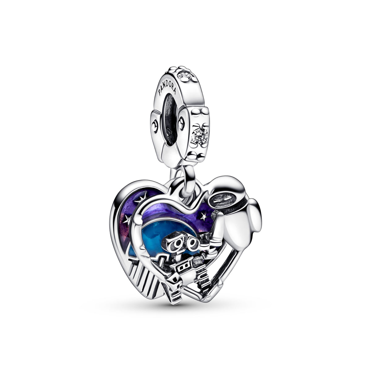 Pandora Disney Pixar Wall-E & Eve Glow-in-the-Dark Hangende Bedel zilver