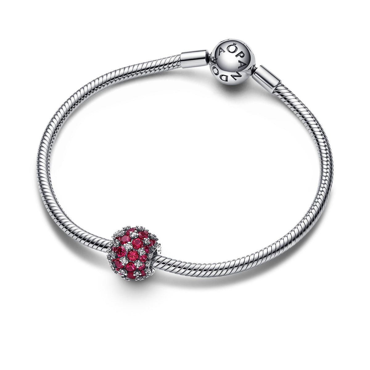 Pandora Sprankelende, roze, ronde pavébedel zilver 792630C03