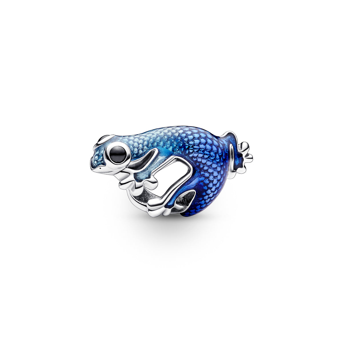 Pandora Metallic Blauwe Gecko Bedel zilver