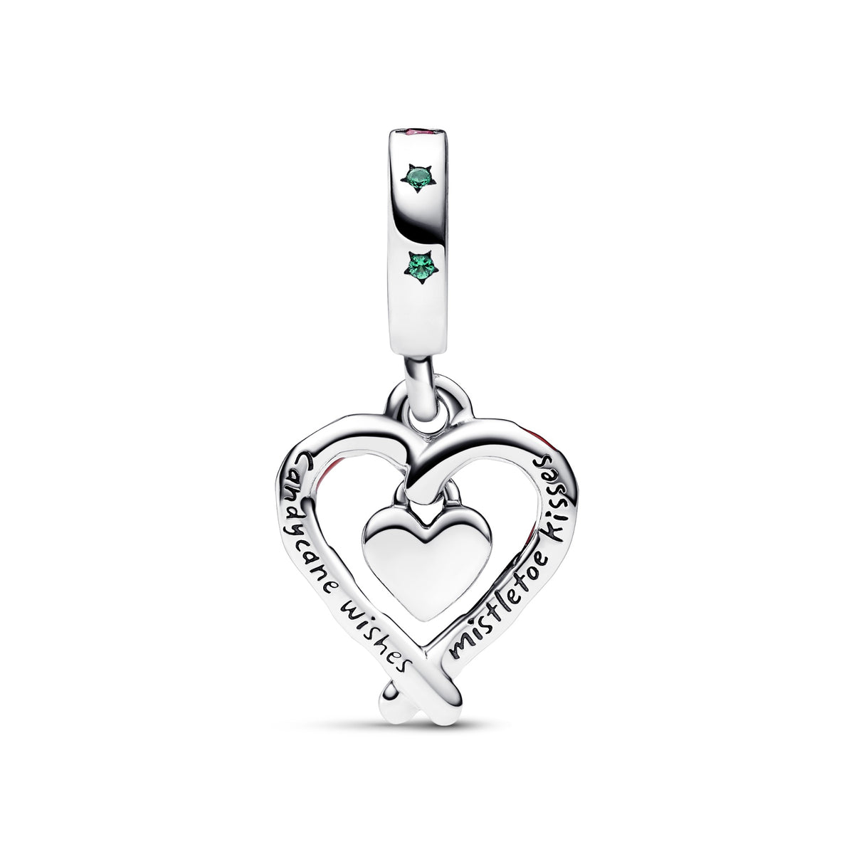 Pandora Dubbele Zuurstok Hart Kerst Hangende Bedel zilver 792822C01