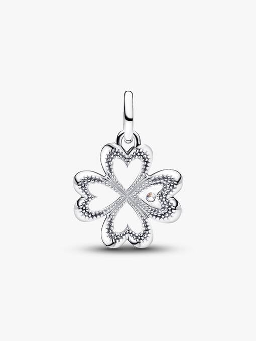 Pandora Hartjes Klavertjevier Medaillonbedel zilver medallion - 793034C01