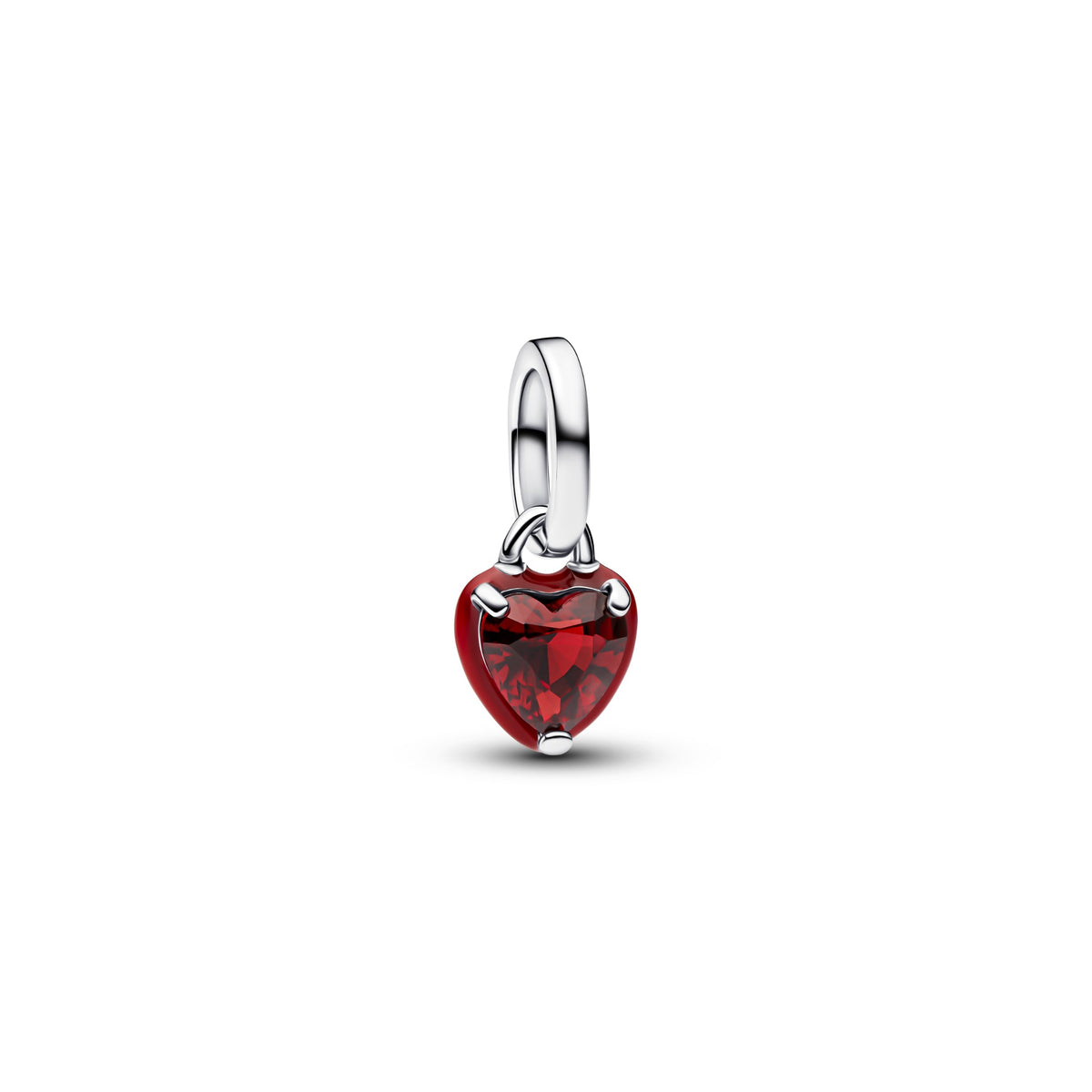 Pandora Rood Chakra Hart Mini Hangende Bedel zilver