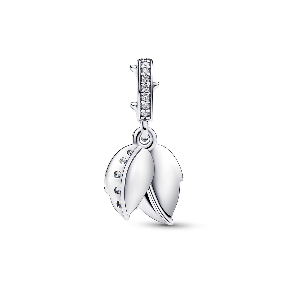 Pandora Witte roos in bloei dubbele hangende bedel zilver 793200C01