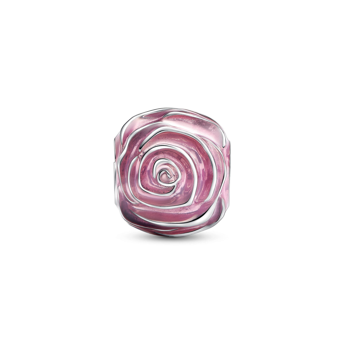 Pandora Roze roos in bloei bedel zilver 793212C01