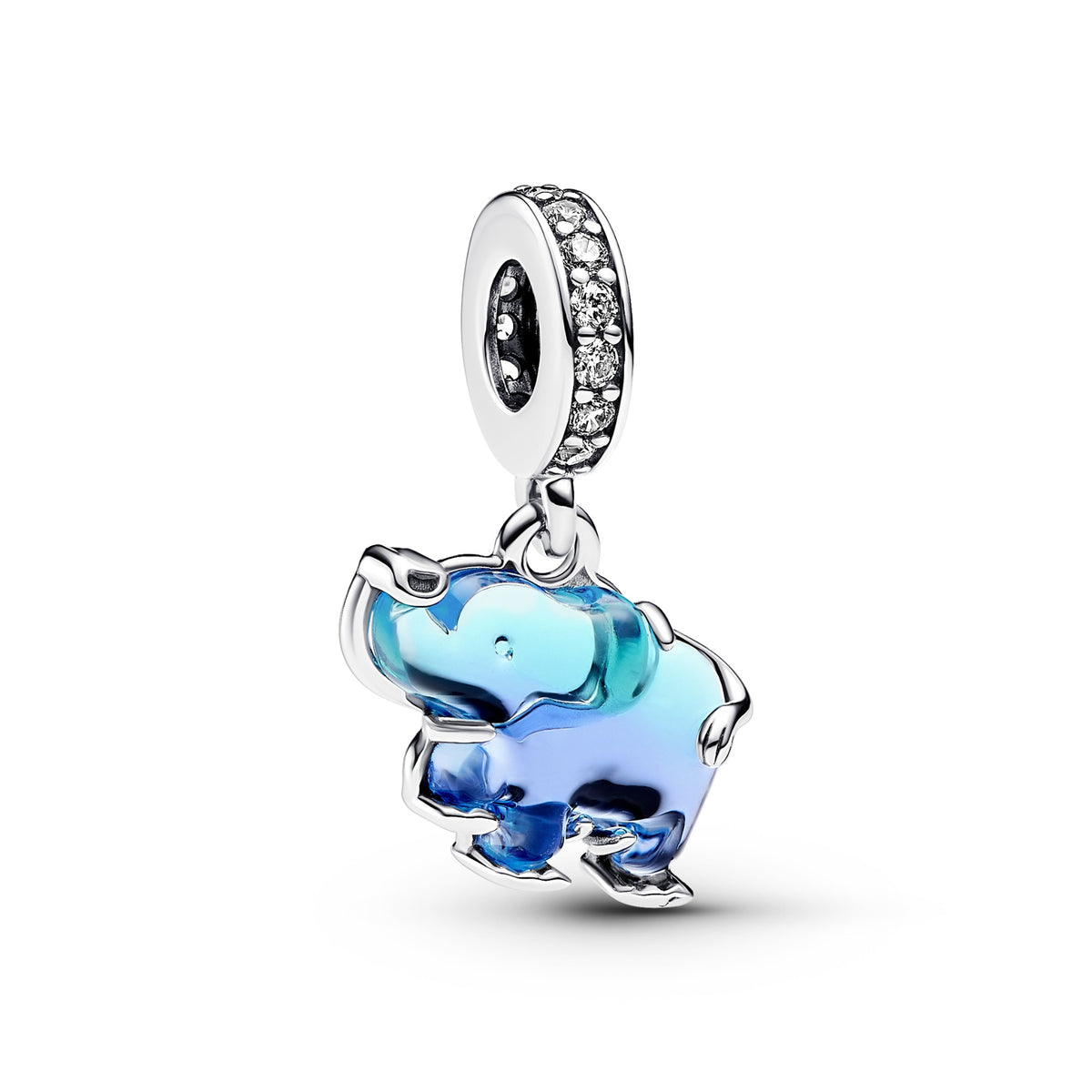 Pandora Blauwe Muranoglas Olifant Hangende Bedel zilver