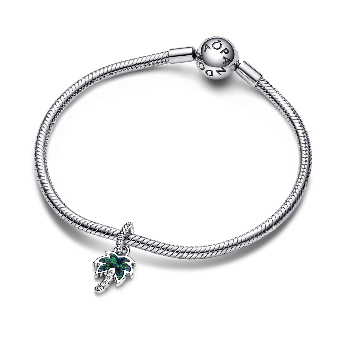 Pandora Opalescent Groene Palmboom Hangende Bedel zilver 793352C01