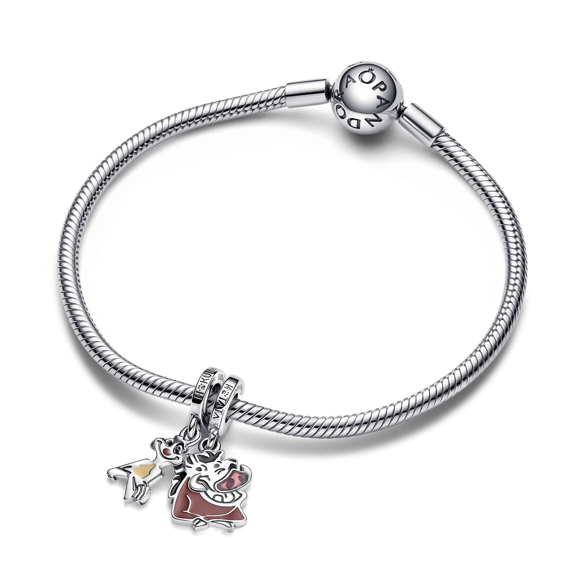 Pandora Disney The Lion King Simba, Pumbaa & Timon Deelbare Hangende Bedel zilver 793357C01