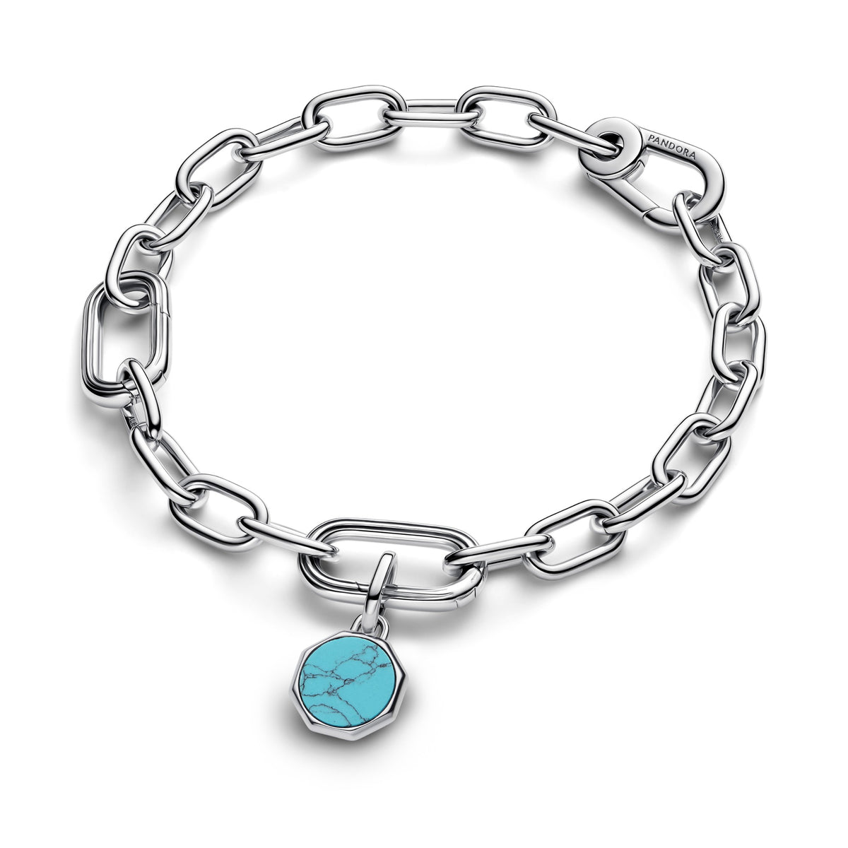 Pandora Turkooiskleurige Graveerbare Mini Medaillonbedel zilver 793388C01