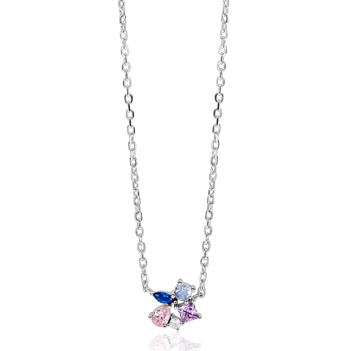 ZINZI Zilveren Ketting met Roze Kleursteen ZIC2866
