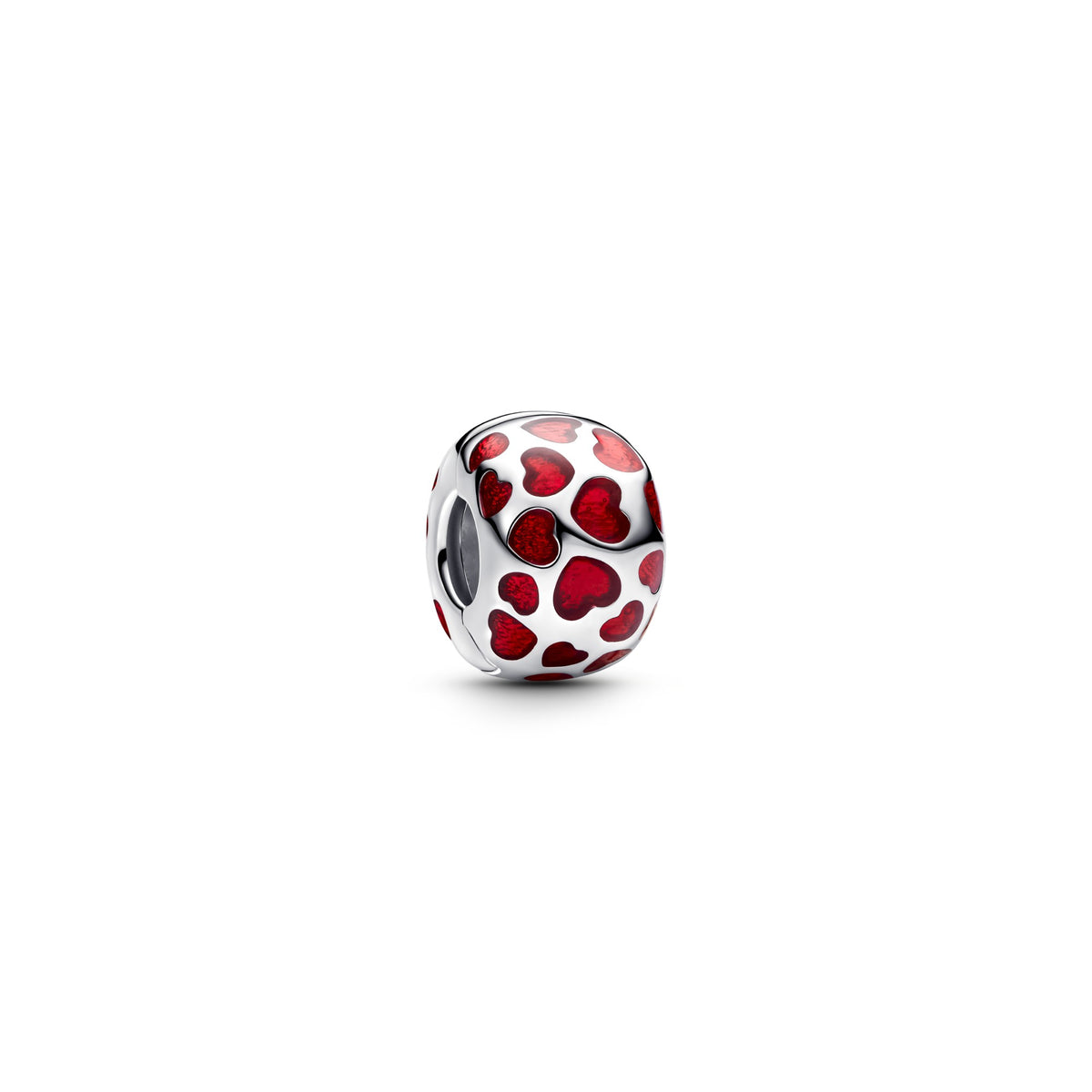Pandora Harten Ronde Clip Bedel zilver