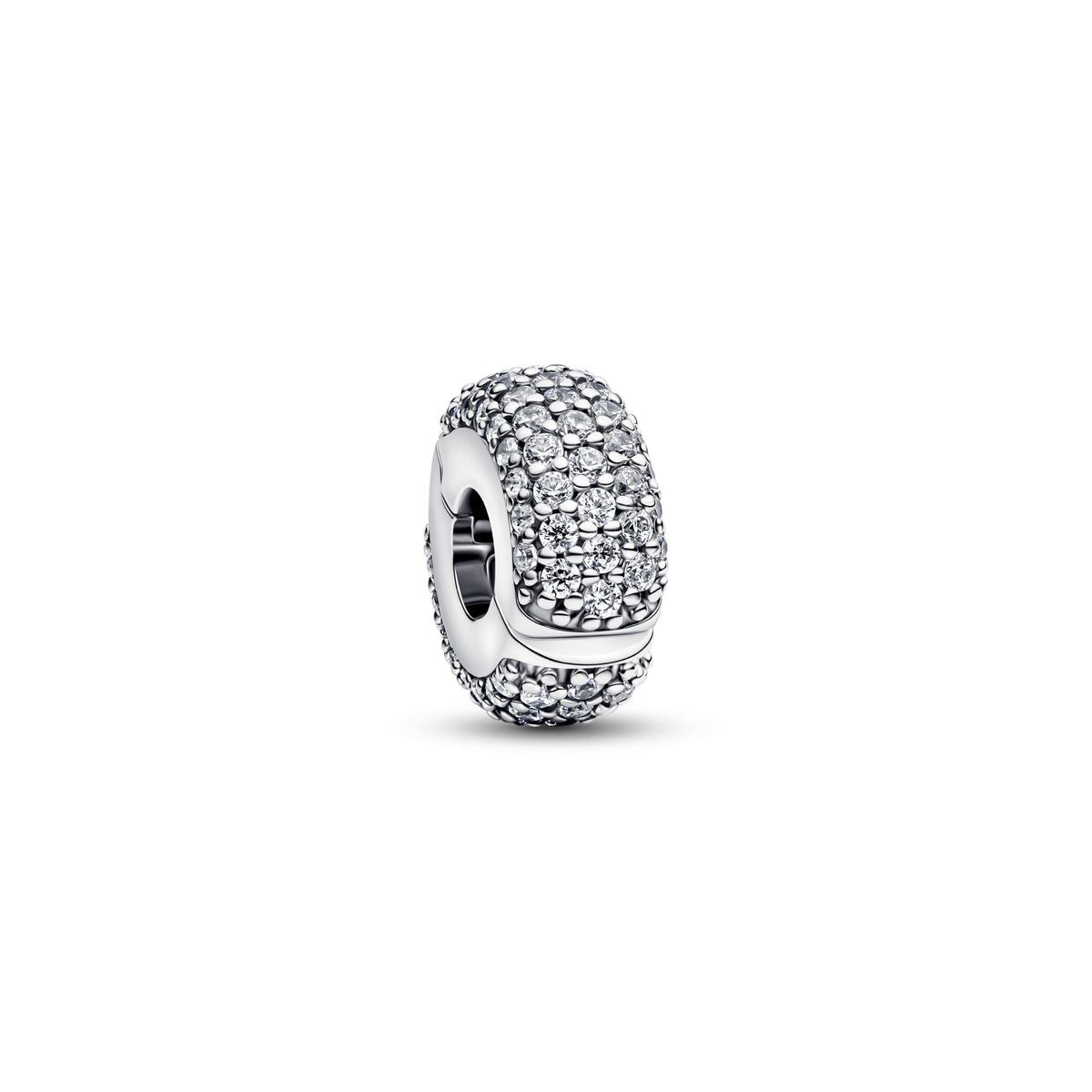 Pandora Clipbedel pavé hart zilver