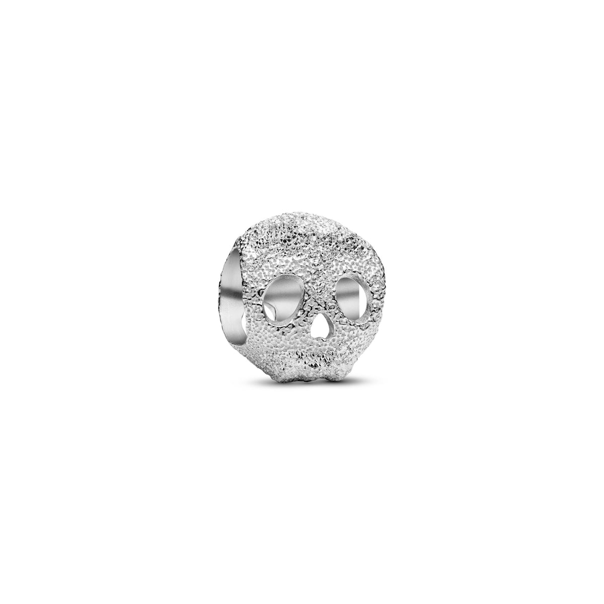 Pandora Minibedel getextureerde schedel zilver
