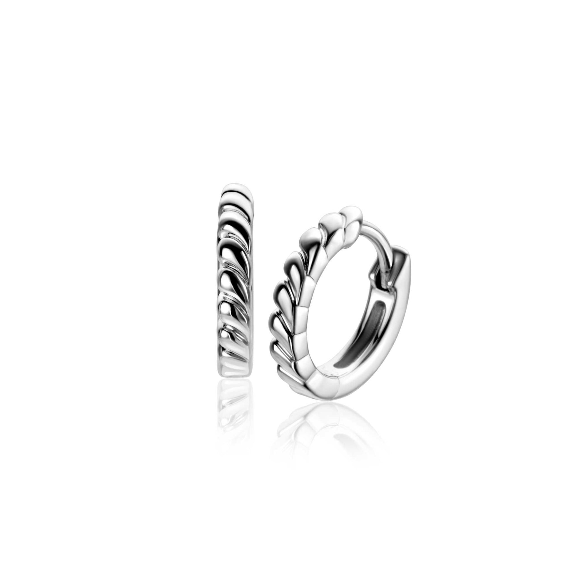 Zinzi 14mm zilveren oorringen met kleine druppels en luxe klapsluiting ZIO2688 - PansiteNederland.nl