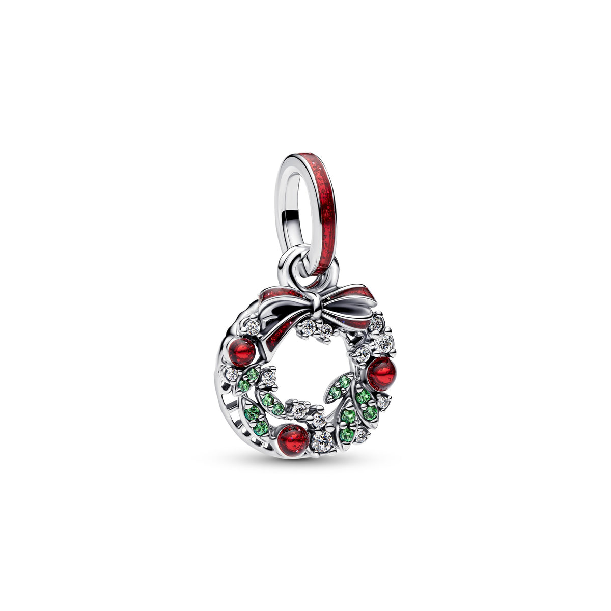 Pandora Kerstkrans Dubbele Hangende Bedel zilver