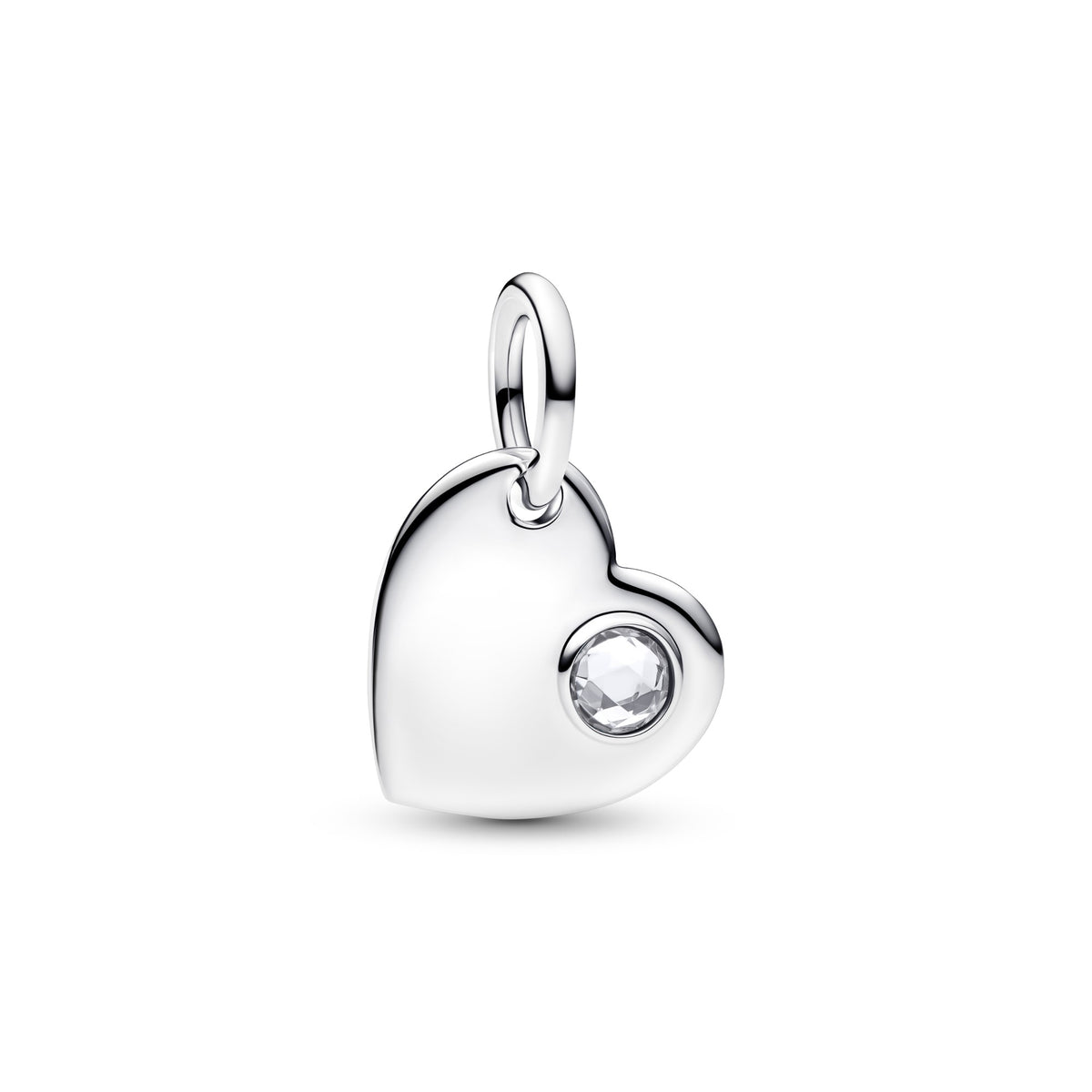 Pandora April Graveerbare Hart Heldere Steen Hangende Bedel zilver