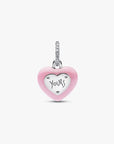 Pandora Roze Keramische Hart Hangslot Hangende Bedel 794424C01 – Zilver