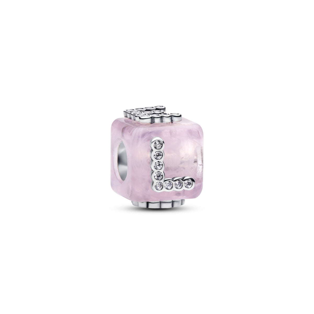 Pandora Roze Muranoglazen Liefdeskubus Bedel zilver