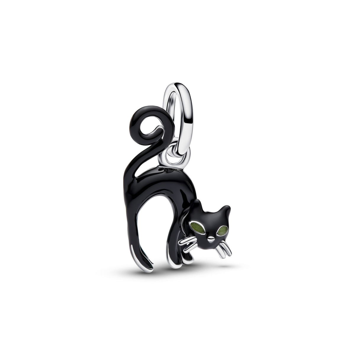 Pandora Zwarte Kat Hangende Bedel zilver