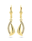 14K Geelgouden oorhangers zirkonia brisur haak 31 mm 4033515