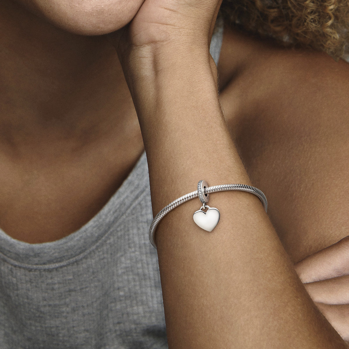 Pandora Graveerbare hartvormige hangende bedel zilver 798761C01