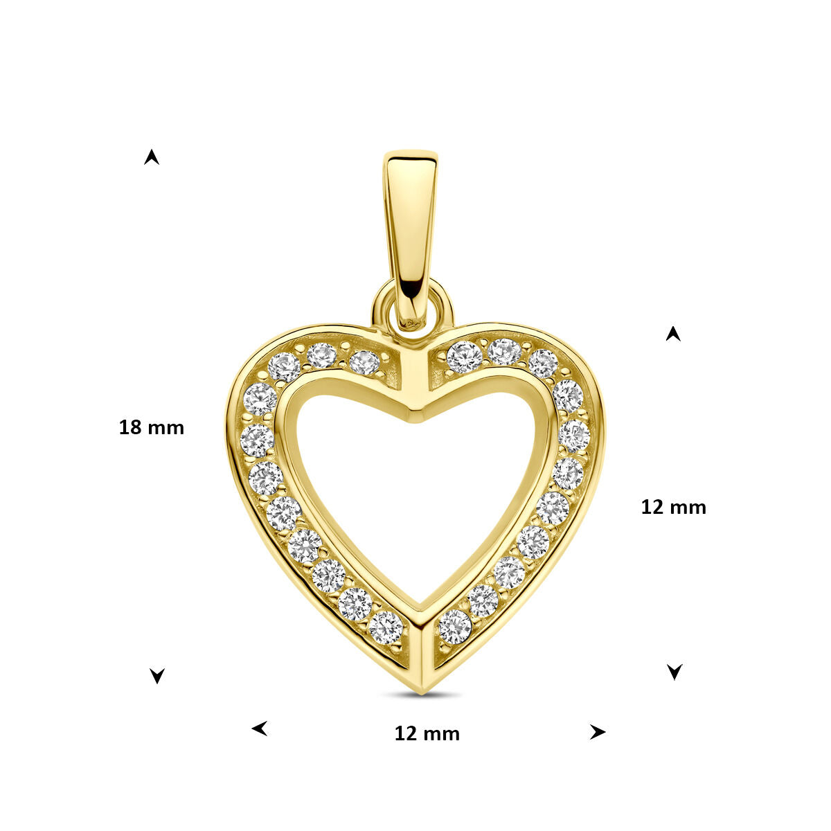 Hanger zirkonia 9K geelgoud 12 mm