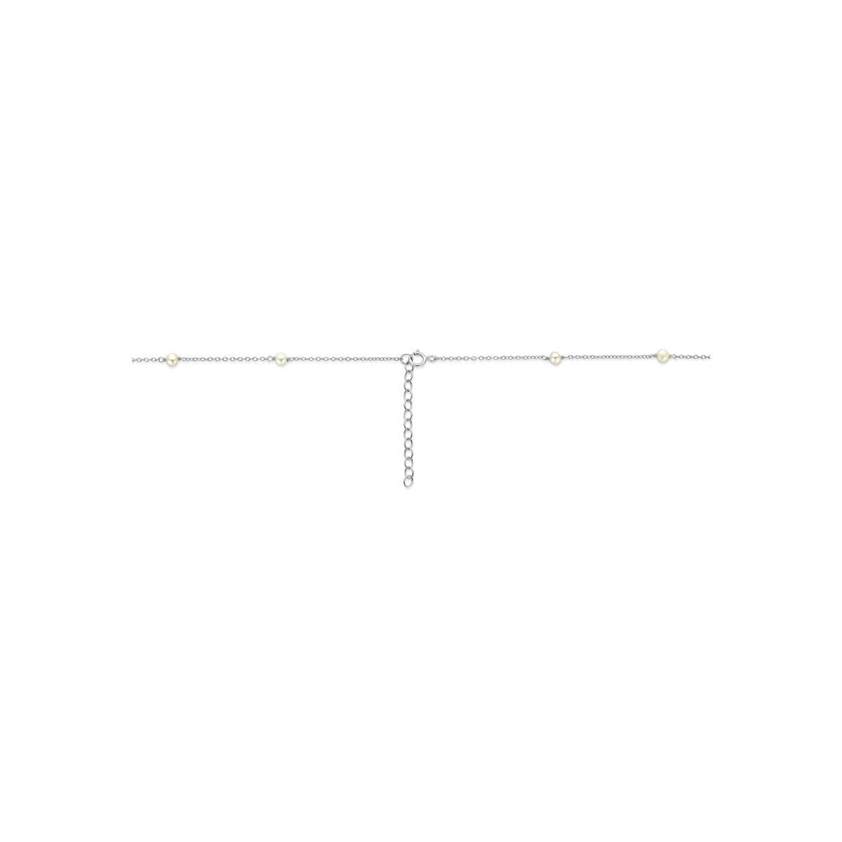 Collier parels 41 + 4 cm zilver gerhodineerd