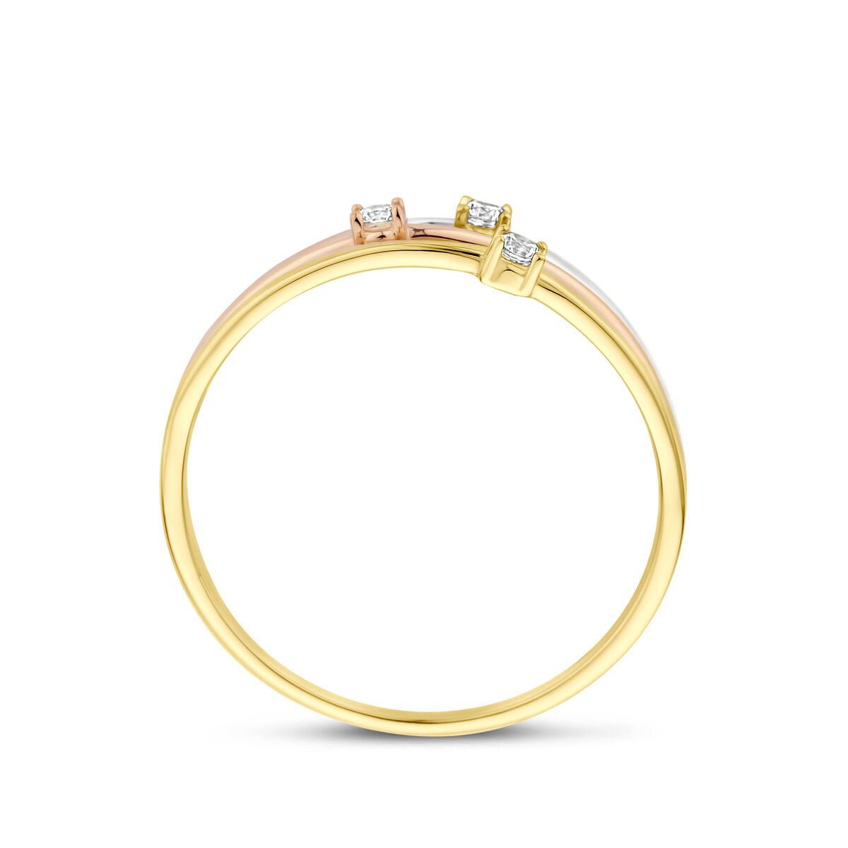 Fantasy Collection Ring zirkonia tricolor 14K tricolor goud
