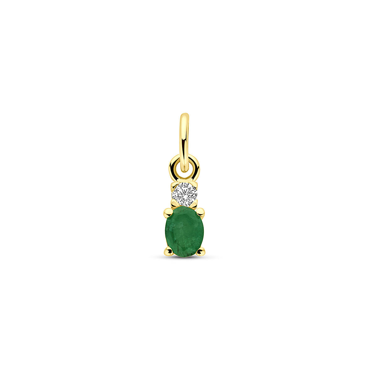 14K geelgouden hanger smaragd en zirkonia 12 mm - 4034253 - PansiteNederland.nl