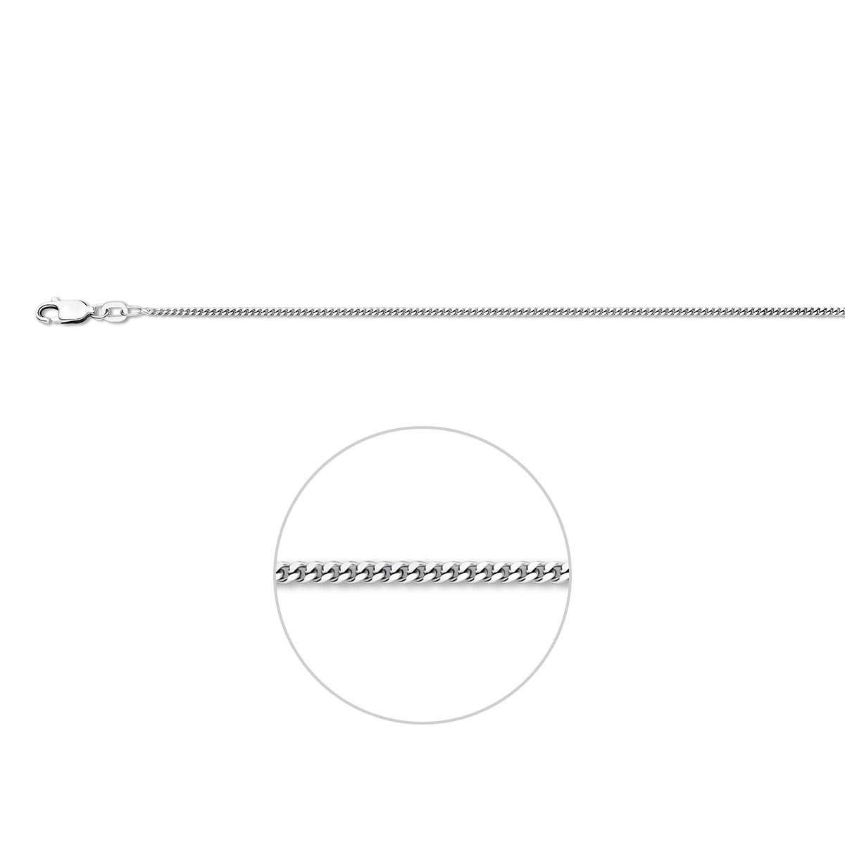 Ketting gourmette 1,6 mm zilver gerhodineerd 60 cm #Lengte (cm)_60