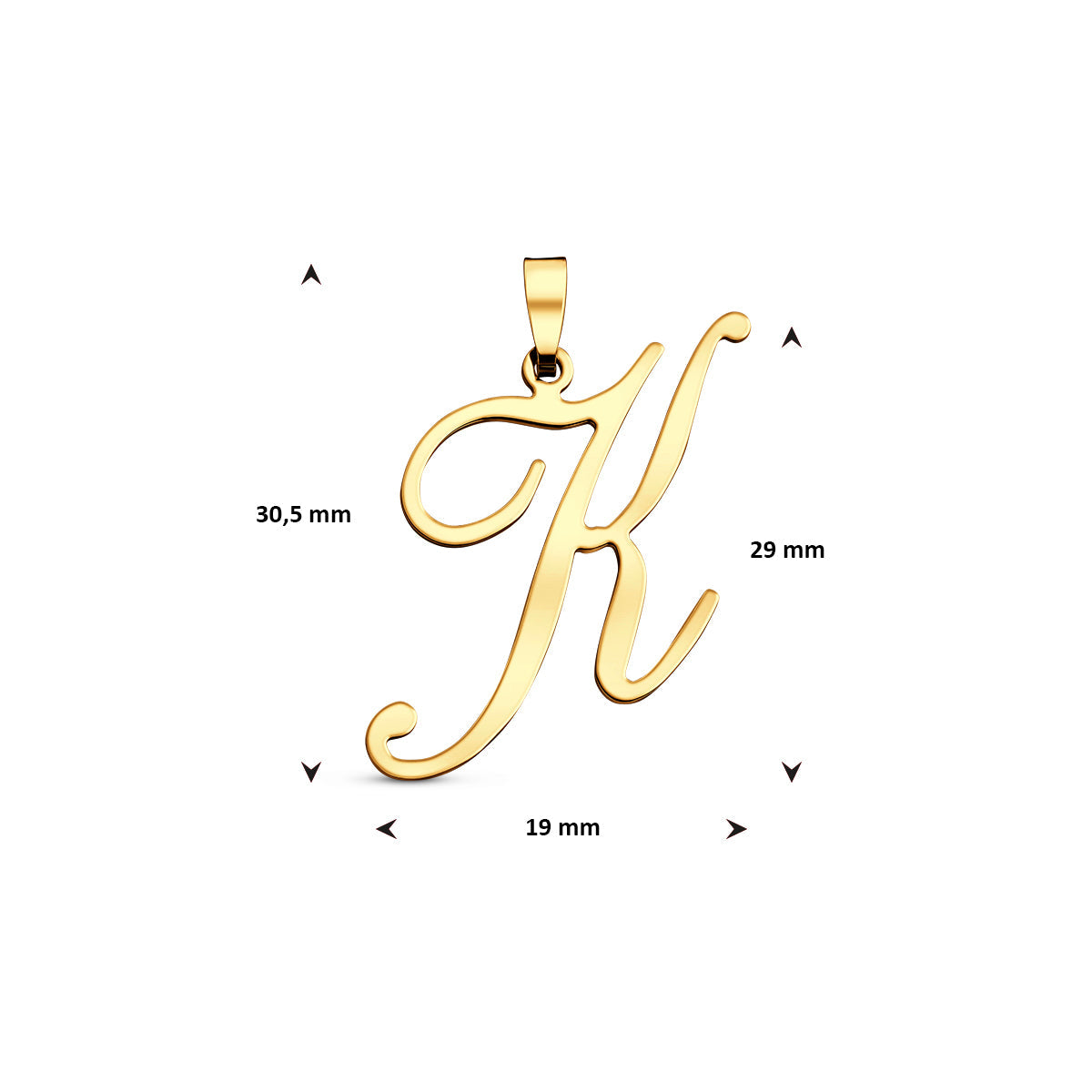 Hanger sierletter K 29 mm 14K geelgoud #Letter_K