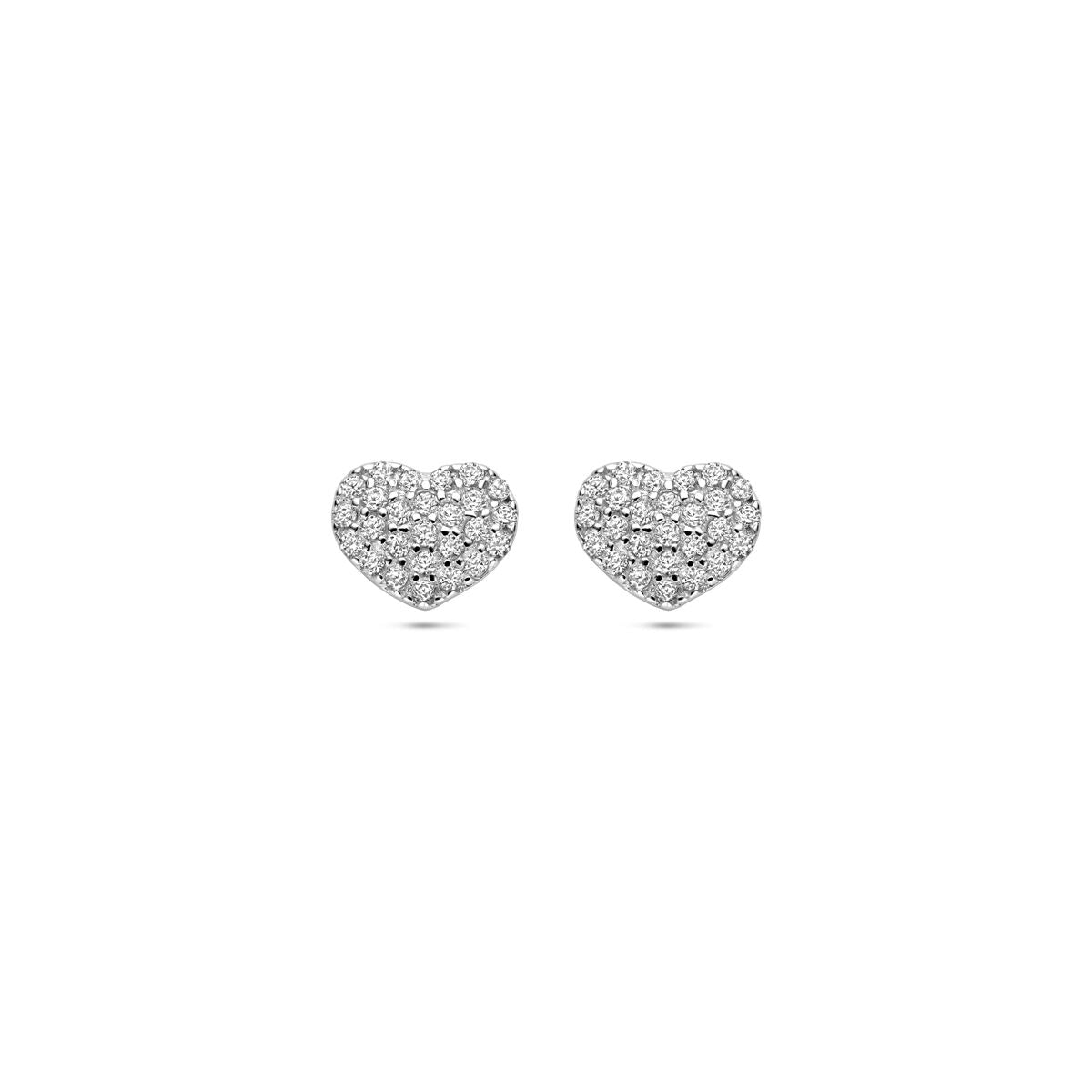 Zilveren gerhodineerde oorknoppen hartjes zirkonia 6,5 mm - 1341567
