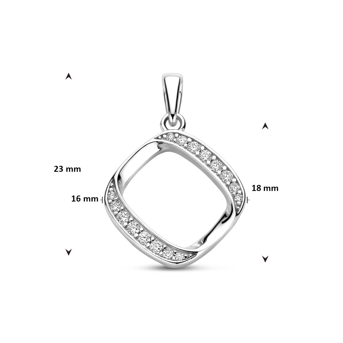 Zilveren gerhodineerde hanger zirkonia 23 mm - 1341906 - PansiteNederland.nl