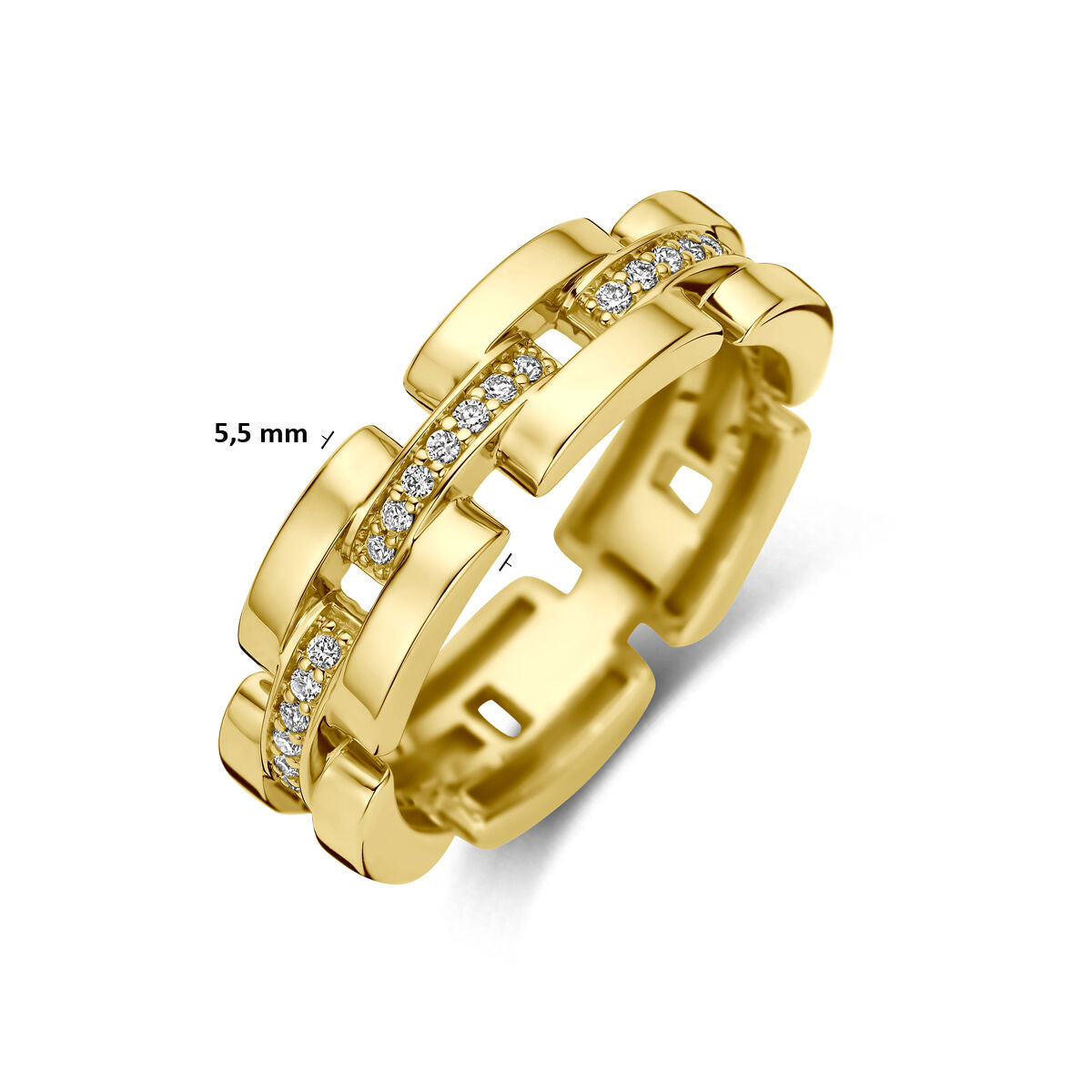 Ring schakel diamant 0.09ct h si 14K geelgoud