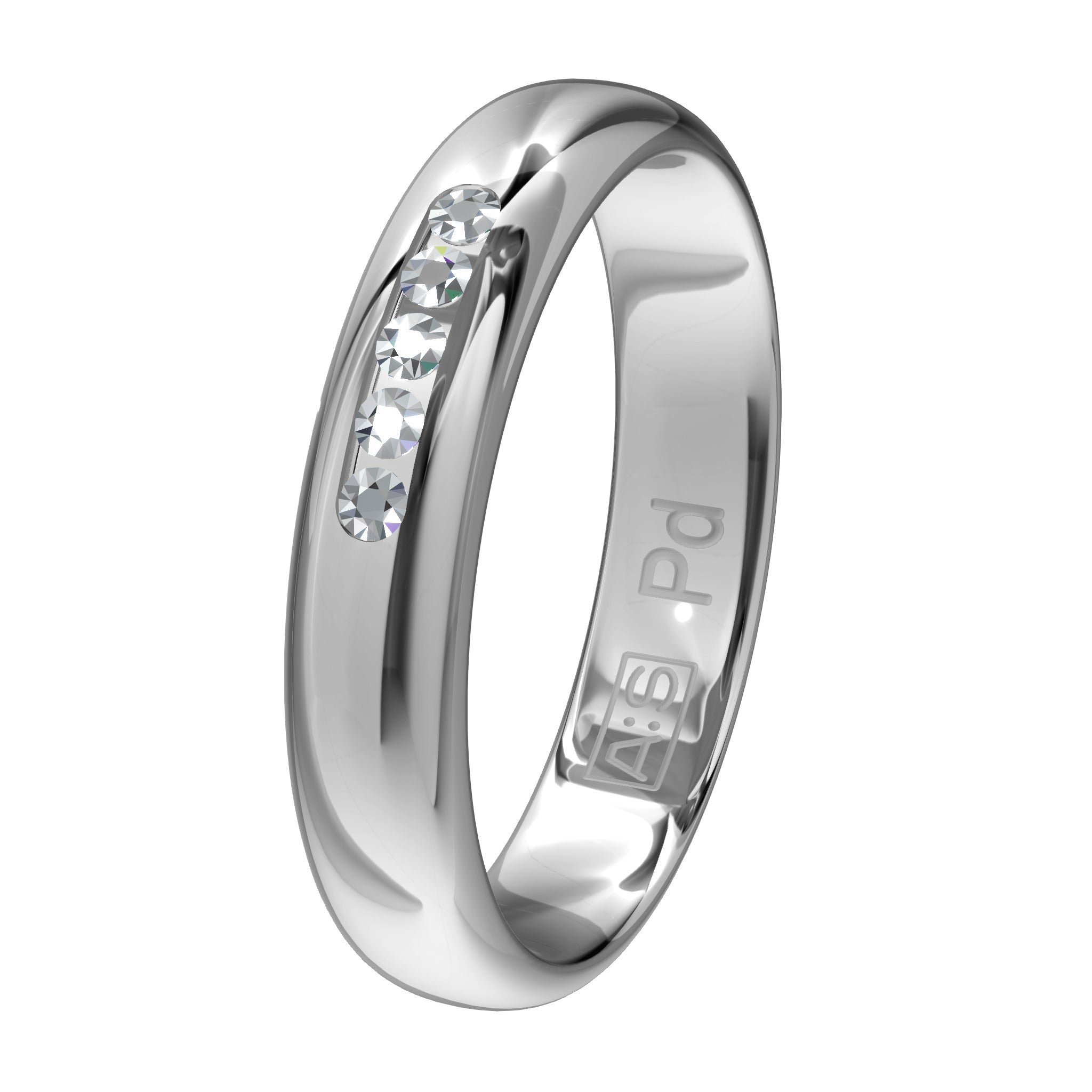 Aller Spanninga Trouwring 104 Palladium met briljant