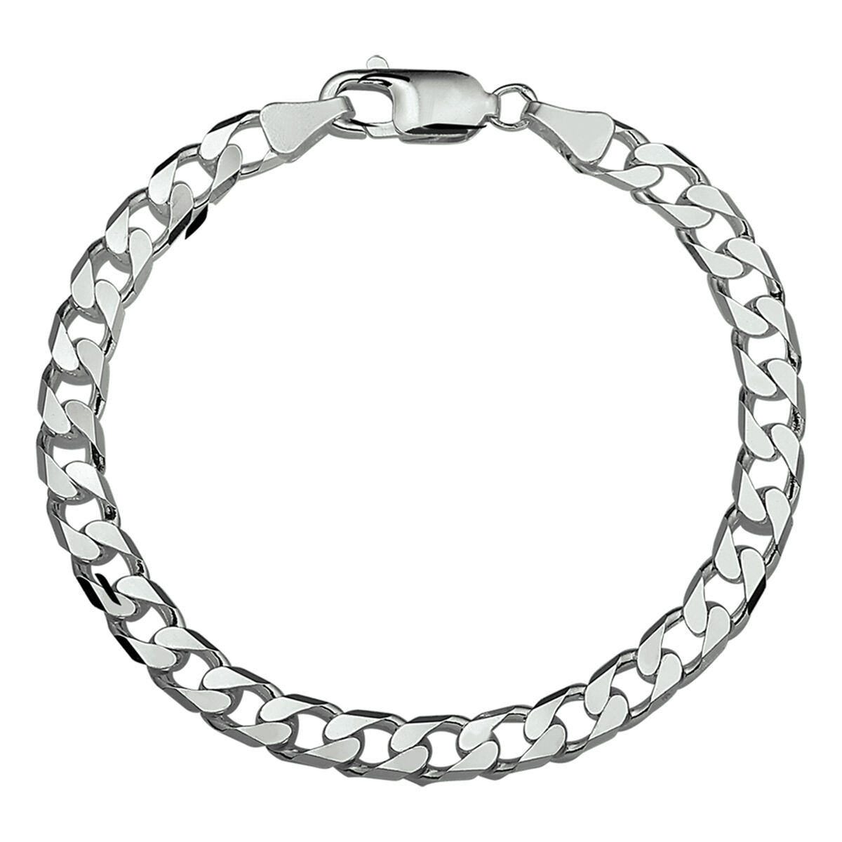 Armband gourmette 8 zijdes geslepen 6,0 mm 21 cm zilver gerhodineerd