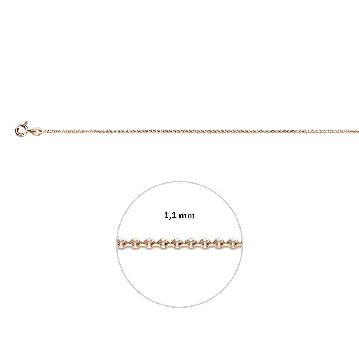 Fantasy Collection Anker rond 1,1 mm 14K rosé goud