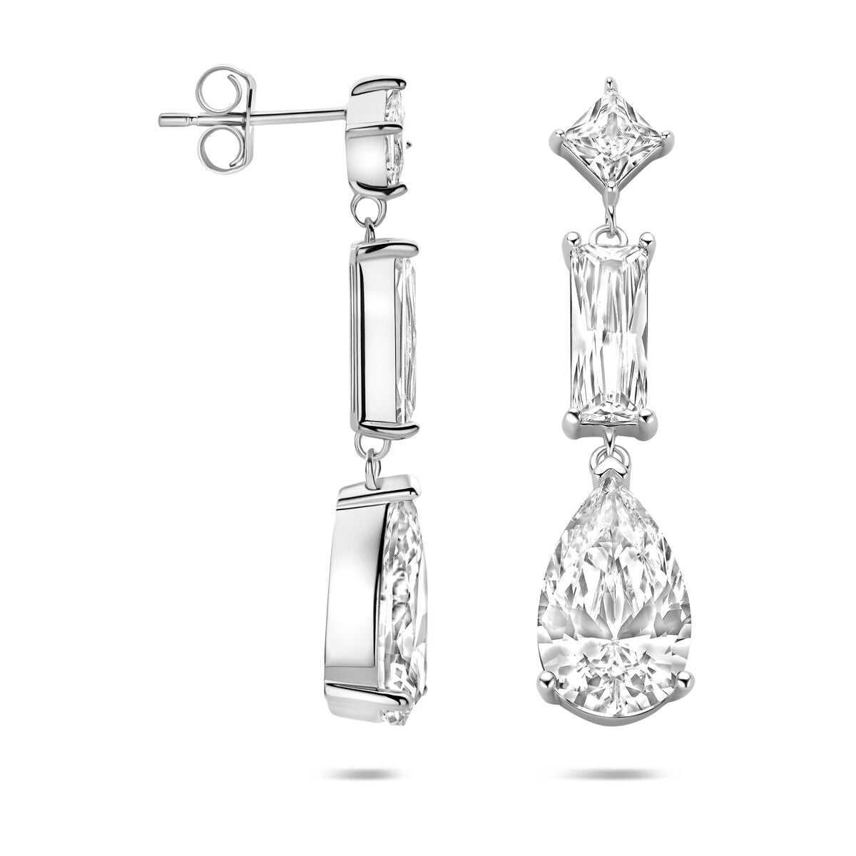 Fantasy Collection Hangende oorbellen zirkonia 35 mm zilver